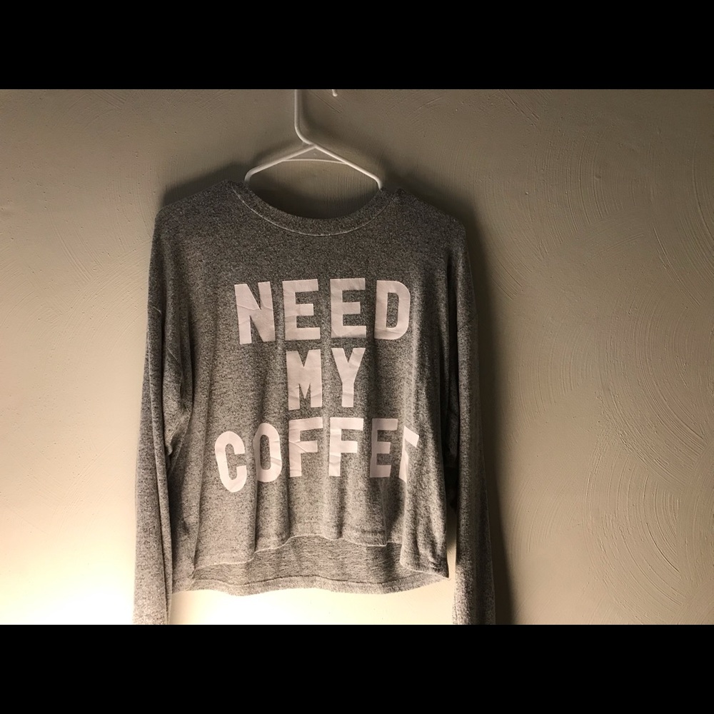 Cropped long sleeve coffee tee